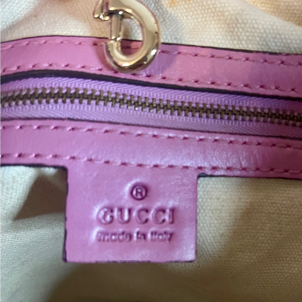 Gucci Beige GG Canvas Tote with Pink Leather Trim - Picture 8 of 11